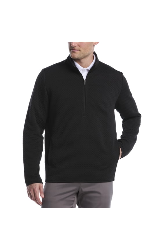 Textured 1/4 Zip Mock Neck Caviar Outerwear Men M