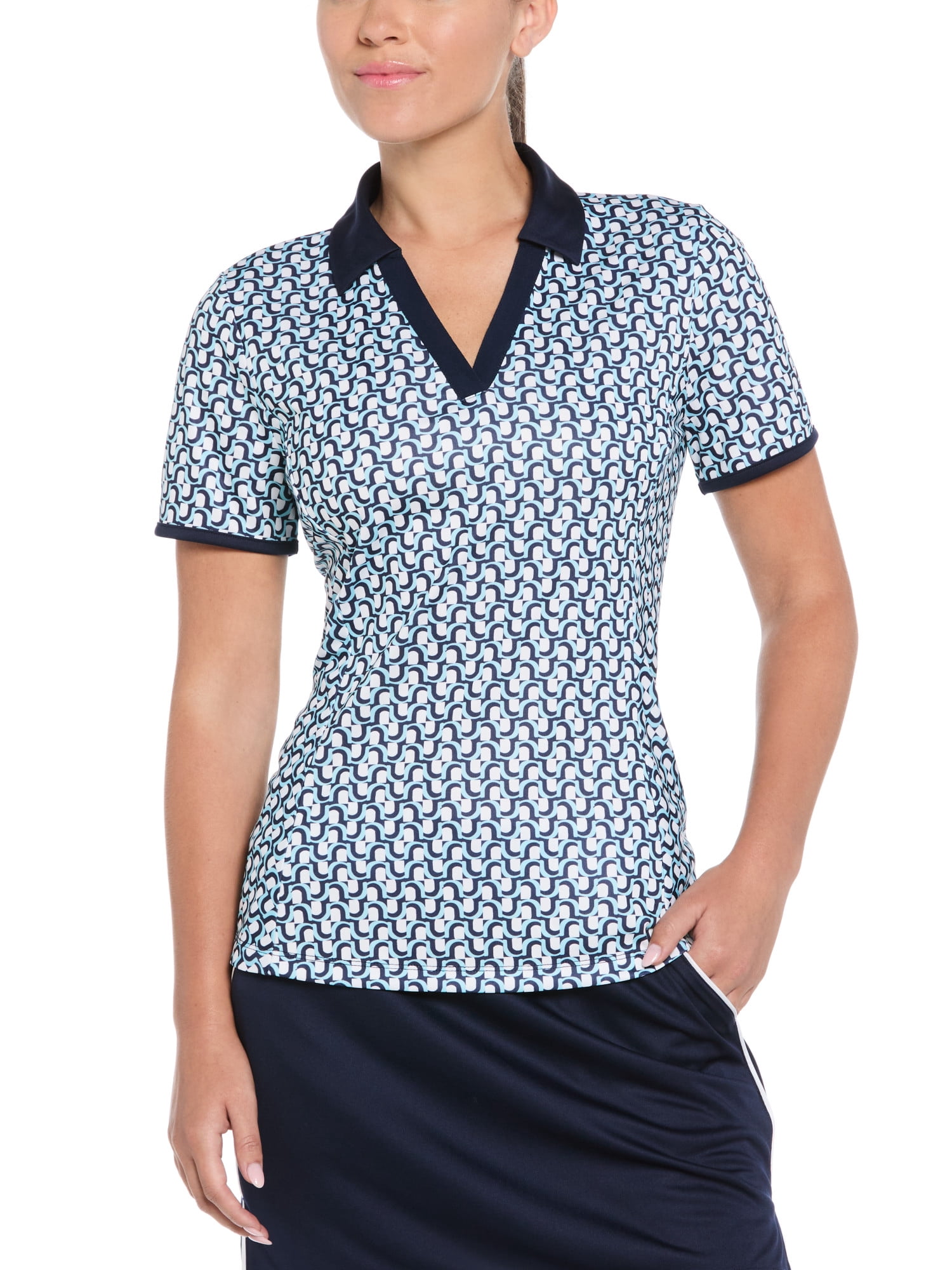 Ben Hogan Women's Performance V-Neck Textured Short Sleeve Golf Polo Shirt, Sizes XS-XXL