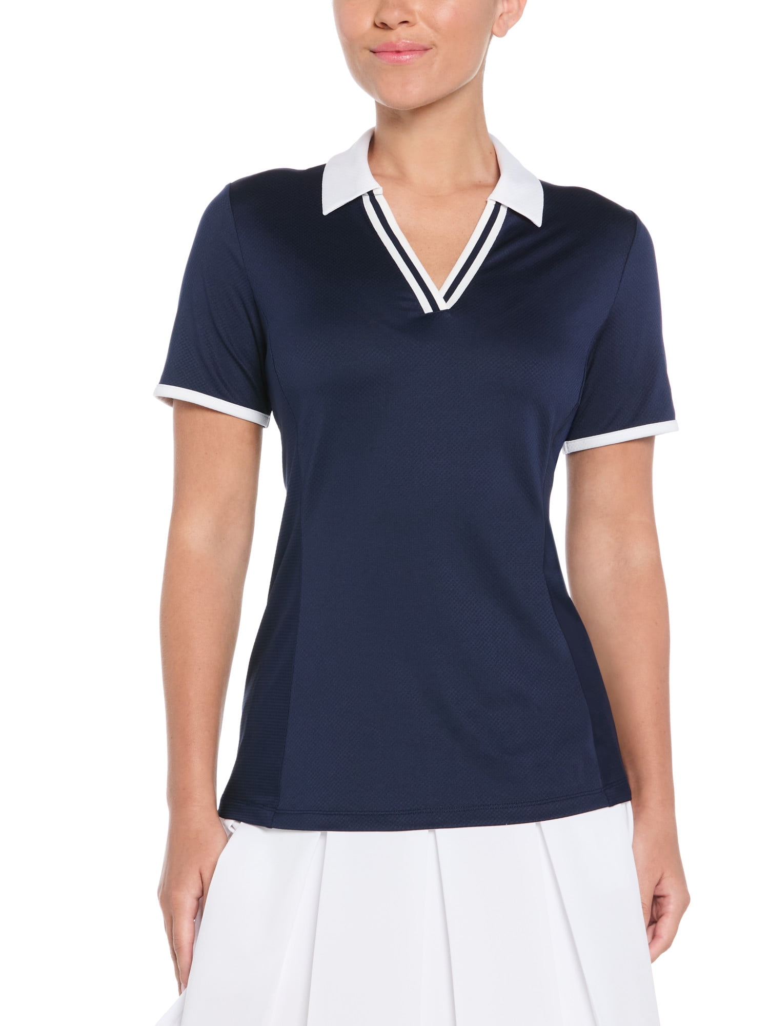 Ben Hogan Women's Performance V-Neck Textured Short Sleeve Golf Polo Shirt, Sizes XS-XXL