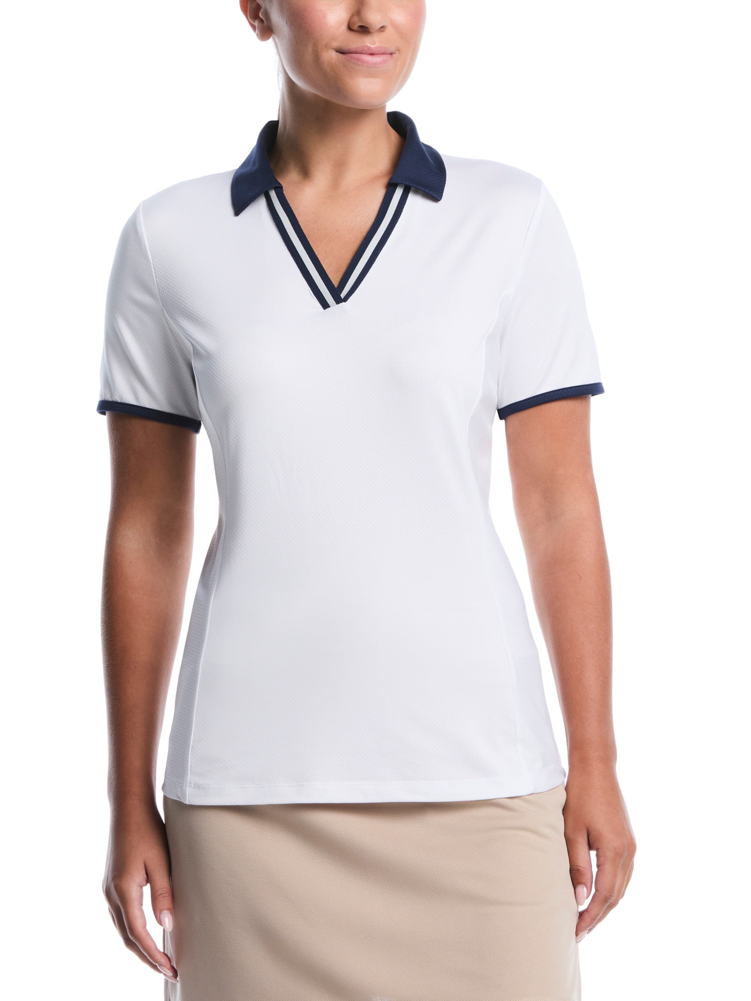 Ben Hogan Women’s Performance V-Neck Textured Short Sleeve Golf Polo Shirt, Sizes XS-XXXL