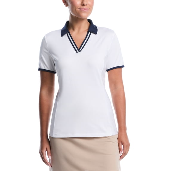 Ben Hogan Women’s Performance V-Neck Textured Short Sleeve Golf Polo Shirt, Sizes XS-XXXL