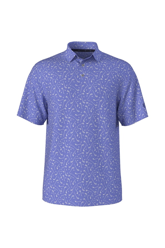 Youth Heather Golf Club Print Cornflower Blue Shirt Junior M