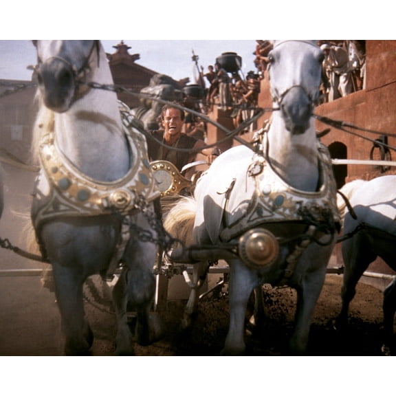 Ben Hur Classic Chariot Race Charlton Heston And Horses 24X36 Classic Hollywood Poster