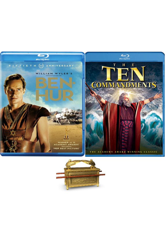 Ben Hur & The Ten Commandments Charlton Heston Double Feature 2 Blu Ray Set Includes Bonus Ark of The Covenants Art Card