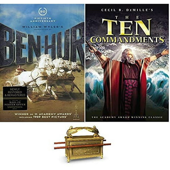 Ben Hur & The Ten Commandments Charlton Heston Double Feature 2 DVD Set Includes Bonus Ark of The Covenants Art Card