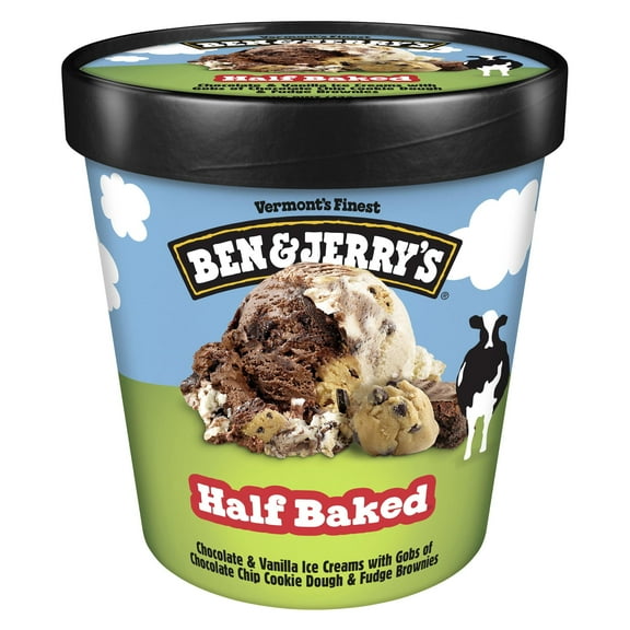 Ben & Jerry's Half Baked Chocolate & Vanilla Ice Cream Cookie Dough Ice Cream Pint, 16 fl oz