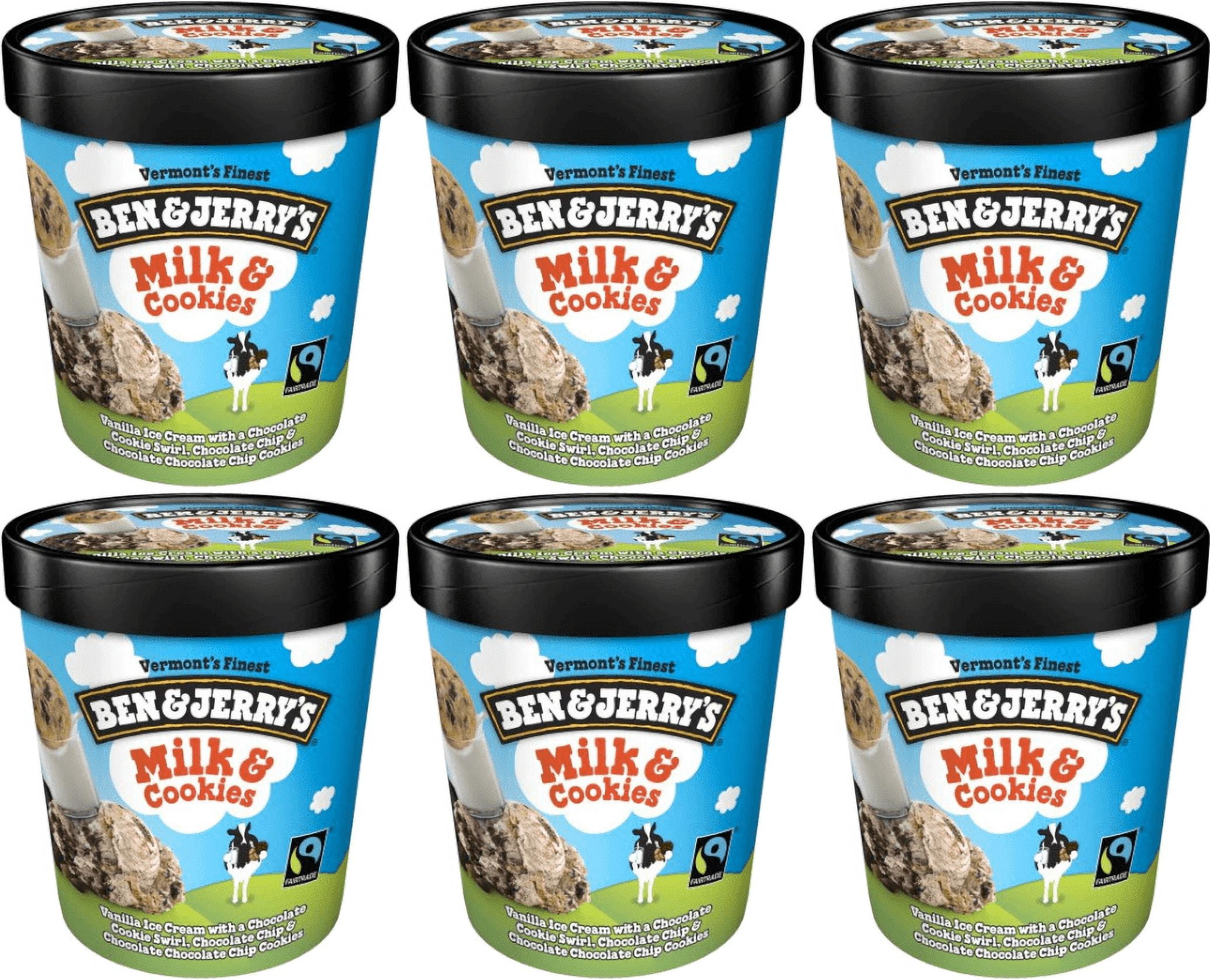 Ben & Jerry's Milk & Cookies Ice Cream, 16 oz. Pint, 6Pack (Frozen