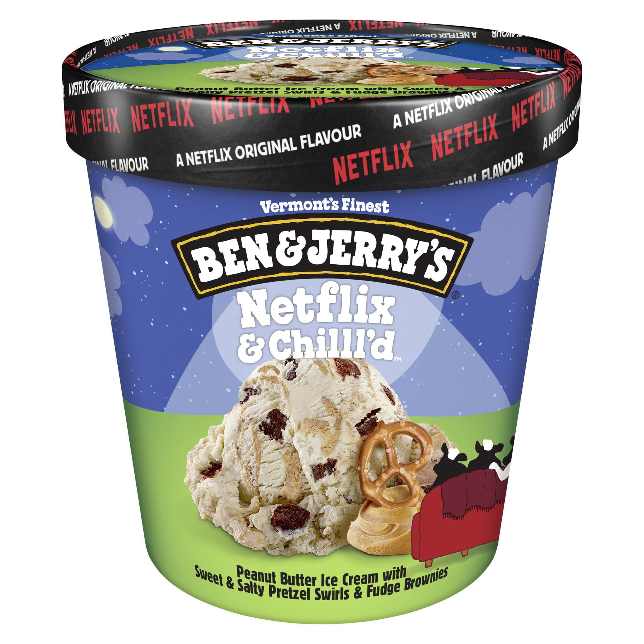 Ben & Jerry's Netflix and Chill Peanut Butter Ice Cream Kosher Milk  Cage-Free Eggs, 16 oz