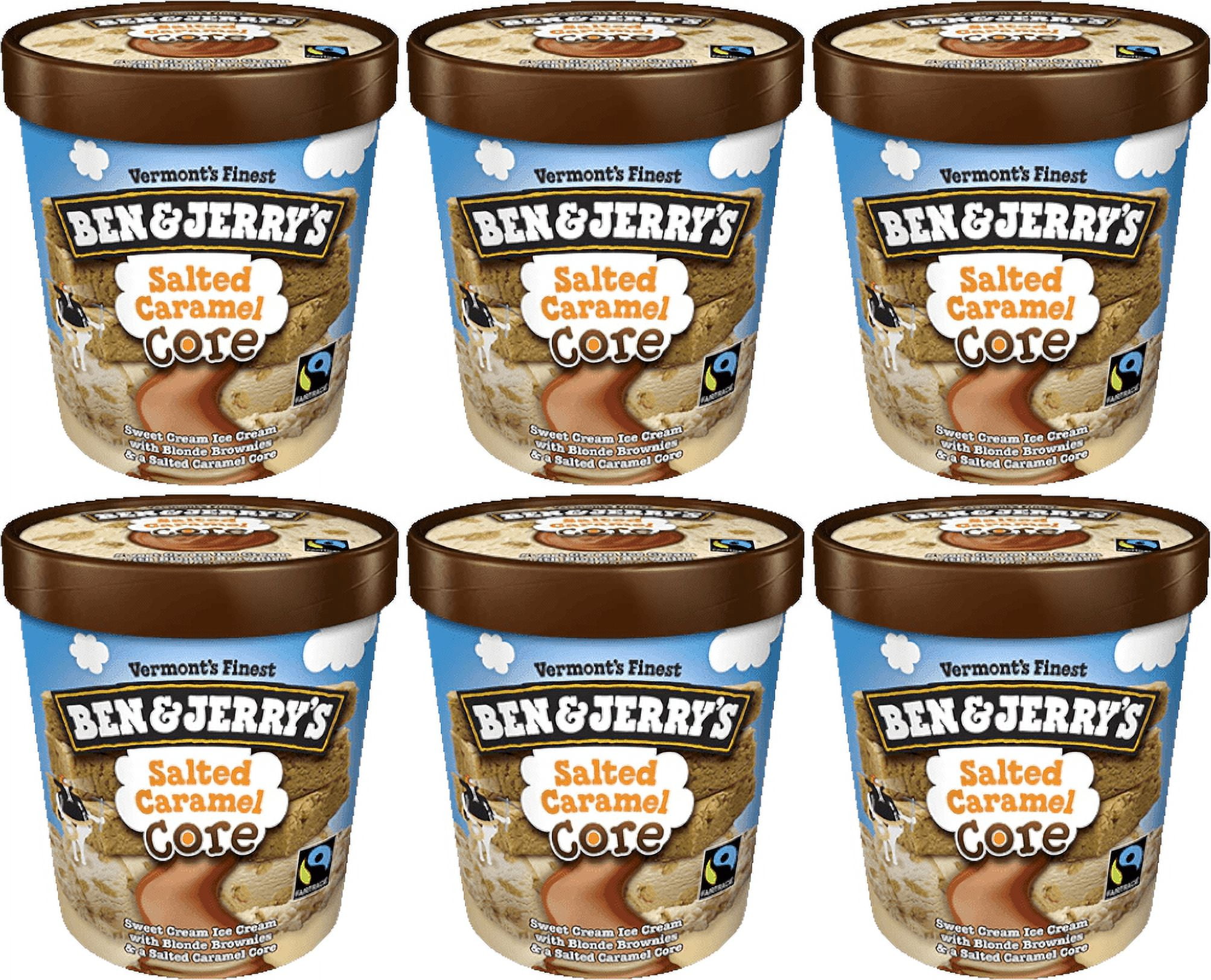 Ben & Jerry's Salted Caramel Core Ice Cream, 16 oz. Pint, 6Pack