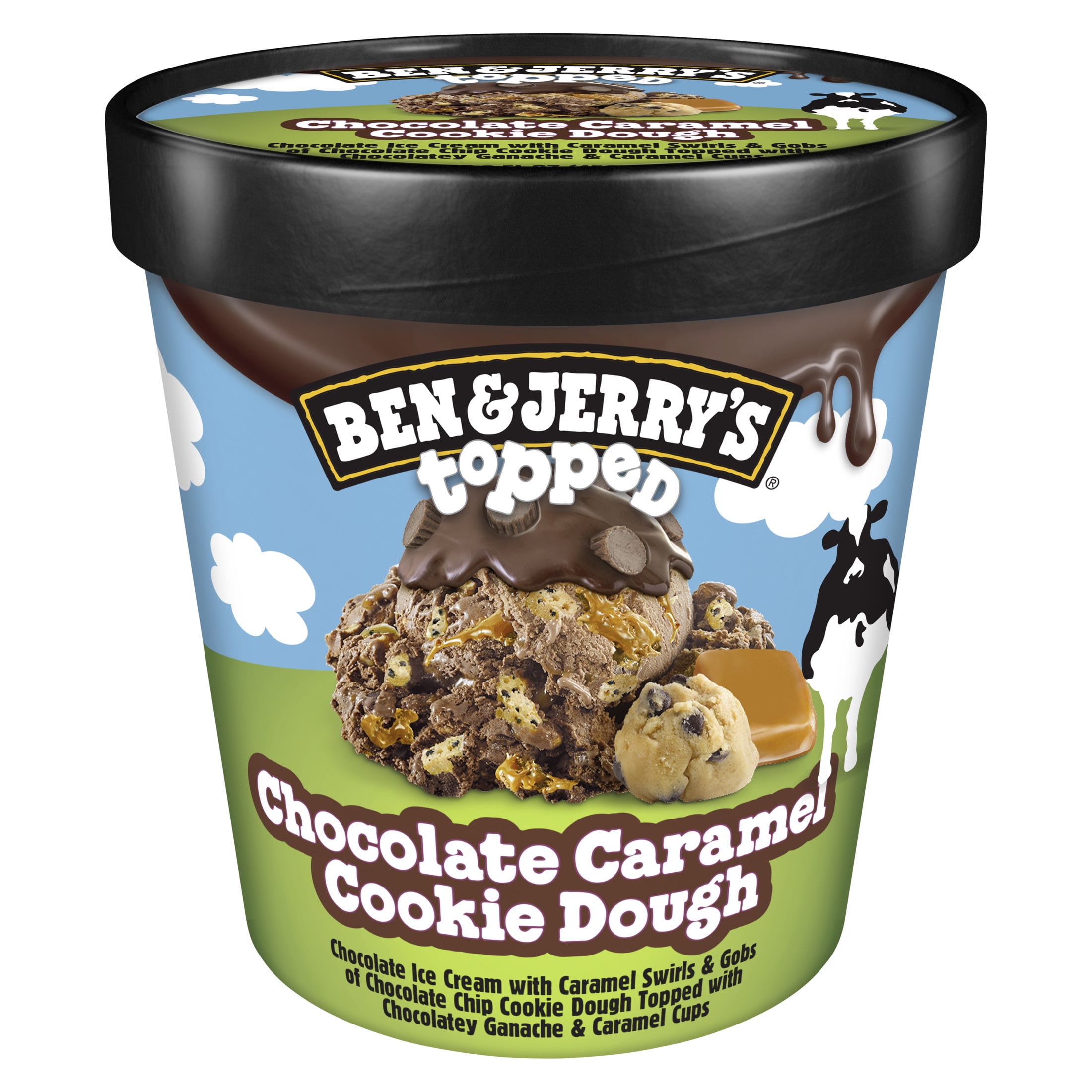 Ben & Jerry's Topped Chocolate Caramel Cookie Dough Ice Cream 1 Pint