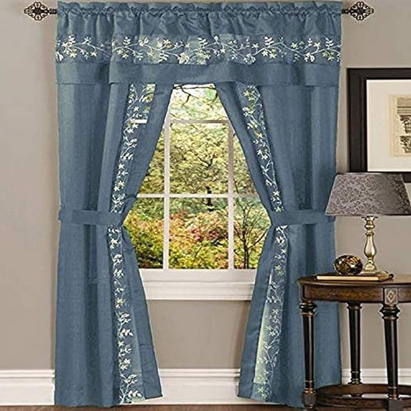 Ben&Jonah Collection Fairfield 5 Piece Window Curtain Set - 55x63 - Ice Blue