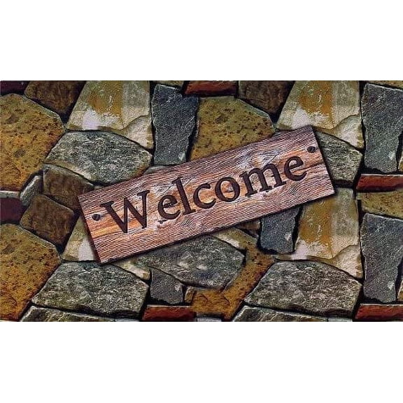 Ben&Jonah Collection Welcome Quarry Stones Outdoor Rubber Entrance Mat 18 in. x 30 in.