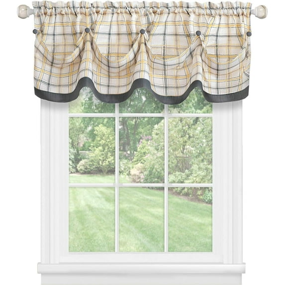 Ben&Jonah Simple Elegance Venezia Tuck Valance with Buttons - 58x14 - Grey