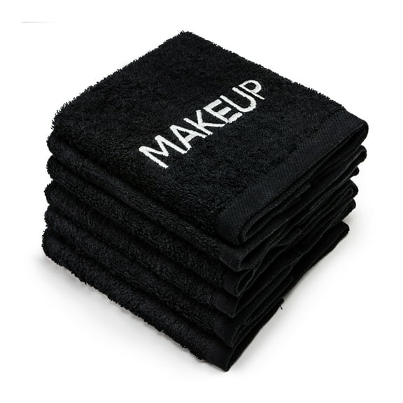 Ben Kaufman Black Makeup Towels - 13 x 13 Inch Makeup Towels - 100% Cotton Small Face Towel for Drying Face & Removing Makeup - Soft Makeup Remover Towel, Reusable & Washable Face Washcloth - 6 Count