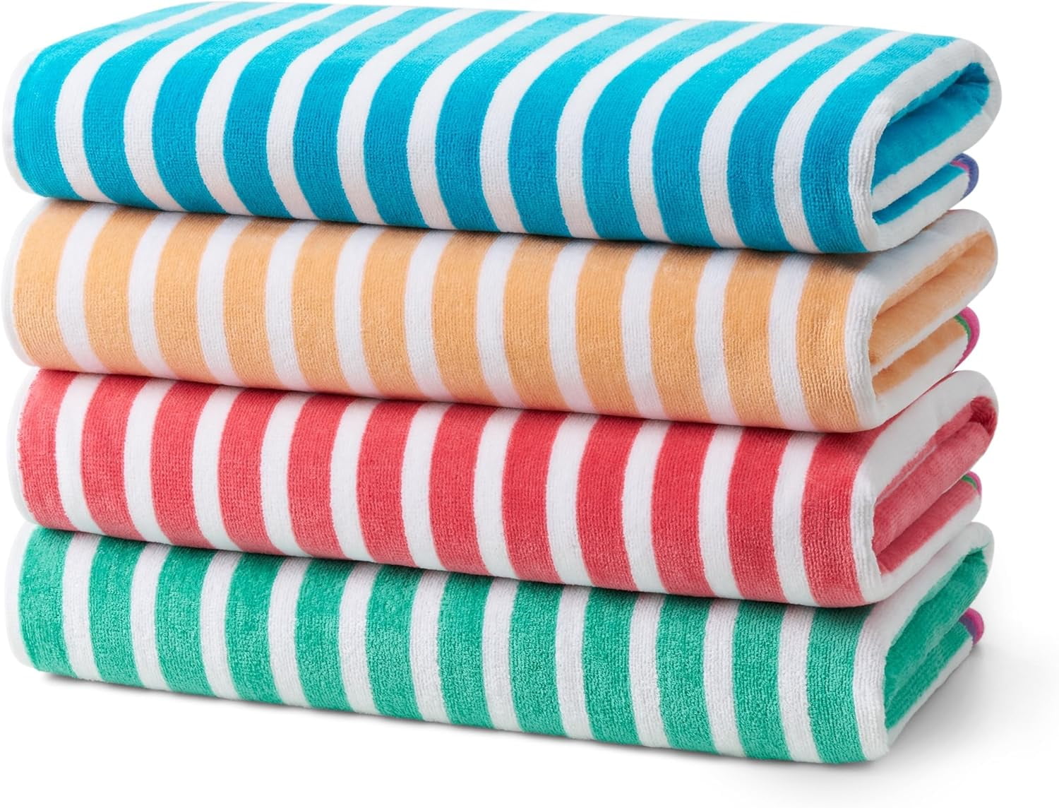 Kaufman 4 Pack Racing Stripe Velour Beach Towel 32x62