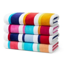 Ben Kaufman Joey Velour Colored Classic Multi-Color Stripe Beach & Pool Towel - Large Cotton Towel - Soft & Absorbant - Assorted Colors - 32” x 62” - 4 Pack