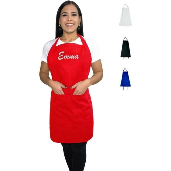 Ben Kaufman Sales Custom Monogrammed Adjustable Bib Kitchen, Gardening Apron with Two Front Pockets