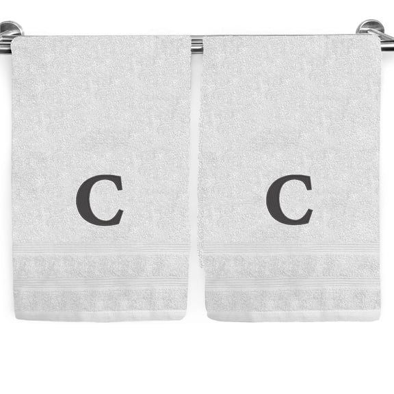 Ben Kaufman Sales Custom Monogrammed Hand Towels for Bathroom Set of 2-100% Cotton 17" x 28" Customized Personalized Towels with Initials