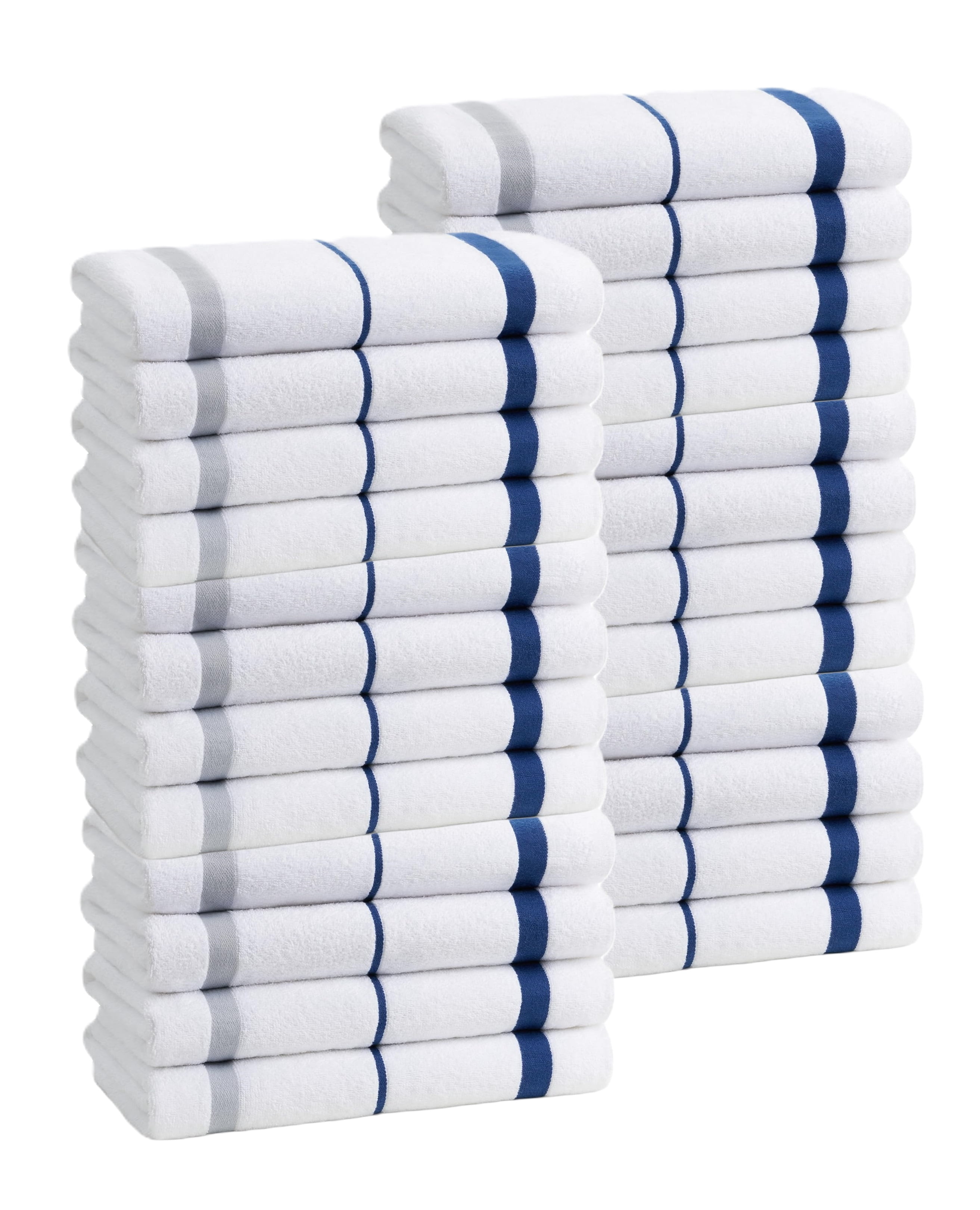 Ben Kaufman - Terry Horizontal Sailor Stripes Beach Pool Towels - Set of 24 Pcs - 30in X 60in - 400 GSM - Luxury Hotel Towels 24-Pack (Navy)