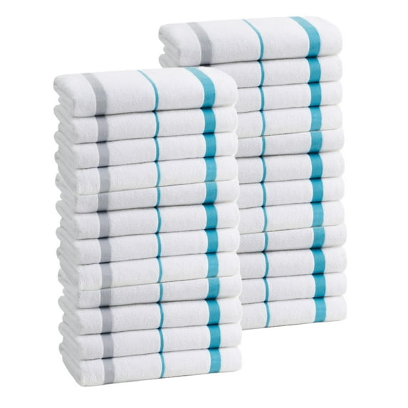 Ben Kaufman - Terry Horizontal Sailor Stripes Beach Pool Towels - Set of 24 Pcs - 30in X 60in - 400 GSM - Luxury Hotel Towels 24-Pack (Turquoise)