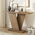 thumbnail image 1 of Ben Minimalist Console Table with V-Base, Natural Wood Veneer, Brown, 1 of 10