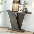 thumbnail image 1 of Ben Minimalist Console Table with V-Base, Natural Wood Veneer, Grey, 1 of 7