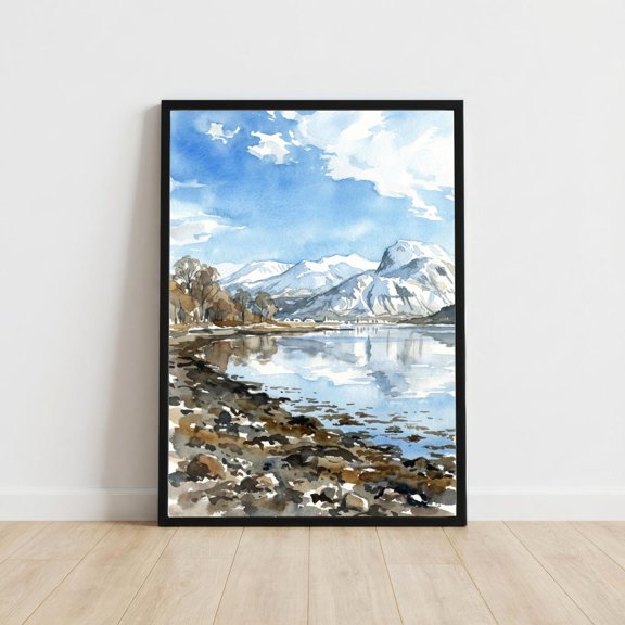 Ben Nevis Watercolour : Scotland Mountain Landscape Print Highlands Wall Art
