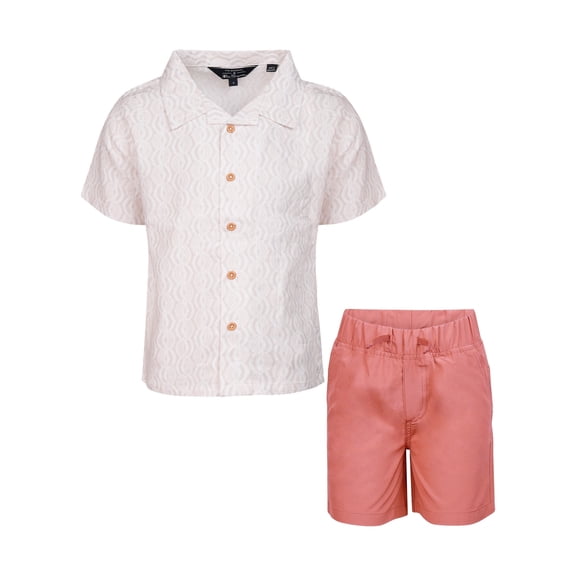 Ben Sherman Clothes Boys’ 2-Piece Linen-Tech Short Outfit Set – Includes Short Sleeve Button-Down Shirt & Shorts, Comfortable Everyday Clothing for Baby, Toddler & Big Boys Sizes (12M-14)