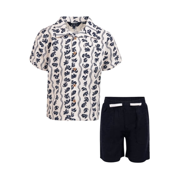Ben Sherman Clothes Boys’ 2-Piece Rayon-Linen Cabana Short Outfit Set – Includes Short Sleeve Button-Down Shirt & Shorts, Comfortable Summer Clothing for Baby, Toddler & Big Boys Sizes (12M-14)