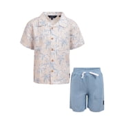 Ben Sherman Clothes Boys  2-Piece Rayon-Linen Cabana Short Outfit Set   Includes Short Sleeve Button-Down Shirt & Shorts, Comfortable Summer Clothing for Baby, Toddler & Big Boys Sizes 12M-14