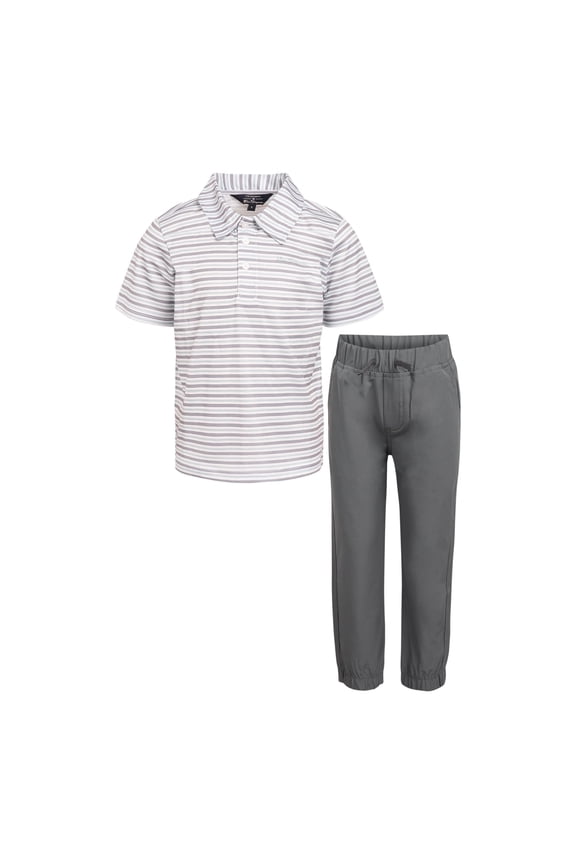 Clothes Boys’ 2-Piece Tech Polo Pant Outfit Set – Includes Short Sleeve Polo Shirt & Pants, Comfortable Everyday Clothing for Little & Big Boys Sizes (4-14)