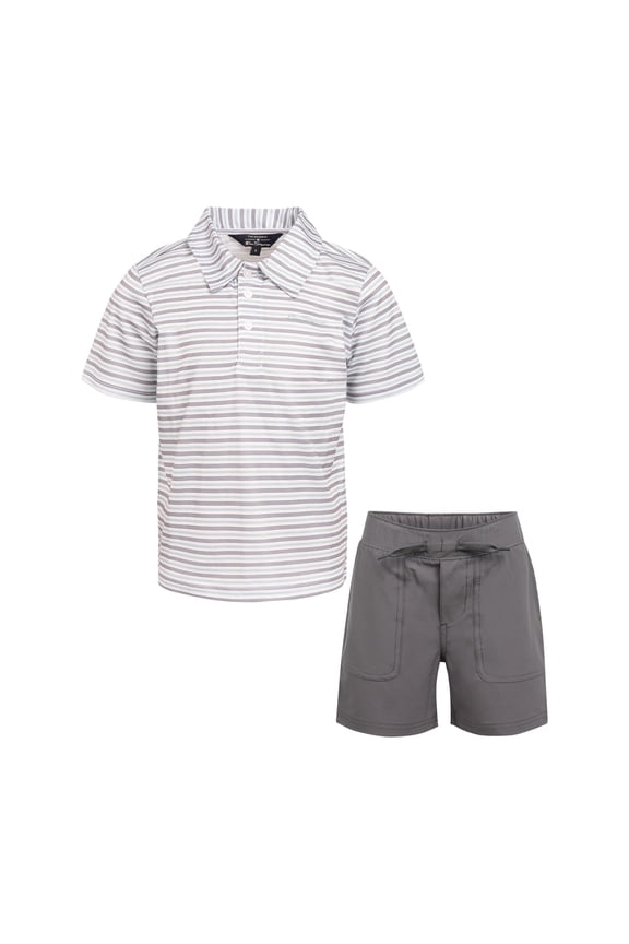 Clothes Boys’ 2-Piece Tech Polo Short Outfit Set – Includes Short Sleeve Polo Shirt & Shorts, Comfortable Everyday Clothing for Baby, Toddler, Little & Big Boys Sizes (12M-14)