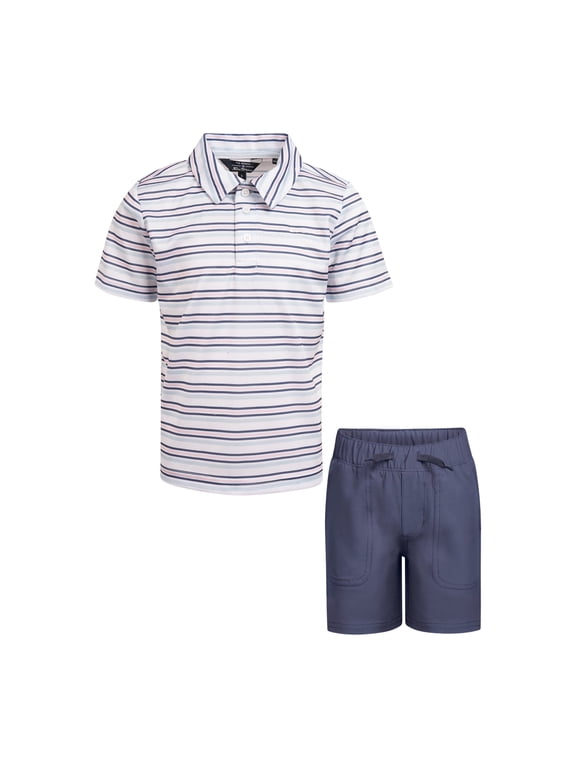 Clothes Boys’ 2-Piece Tech Polo Short Outfit Set – Includes Short Sleeve Polo Shirt & Shorts, Comfortable Everyday Clothing for Baby, Toddler, Little & Big Boys Sizes (12M-14)
