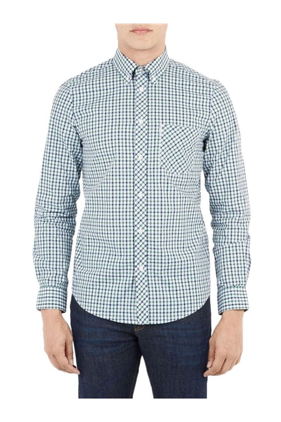Ben Sherman - House Check Mens Button-Up Long Sleeve Shirt Blue SM