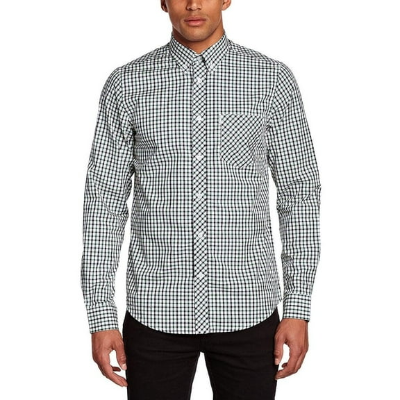 Ben Sherman - House Check Mens Button-Up Long Sleeve Shirt Forest Green SM