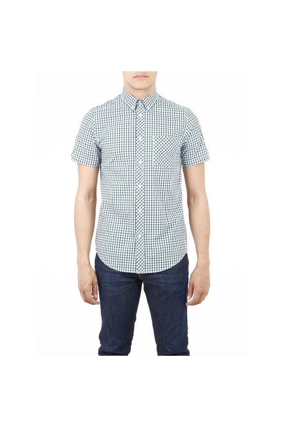Ben Sherman - House Check Mens Button-Up Short Sleeve Shirt Forest Green SM