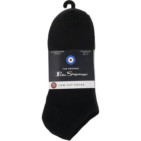 Ben Sherman Men's Socks - Low Cut Athletic Gym Workout Socks for Men Pack, 10-Pack (Black)