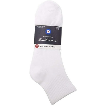 Ben Sherman Men’s Quarter Length Ribbed Trim Solid Socks for 10-Pack
