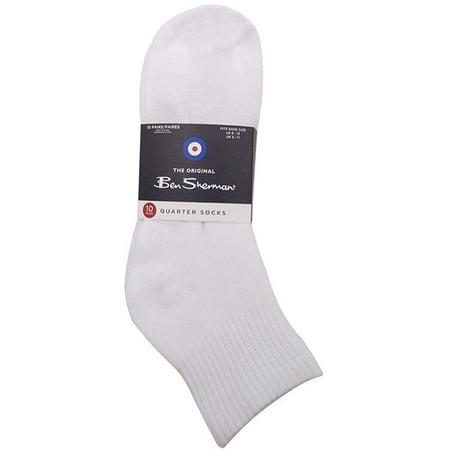 Ben Sherman Men’s Quarter Length Ribbed Trim Solid Socks for Men 10-Pack