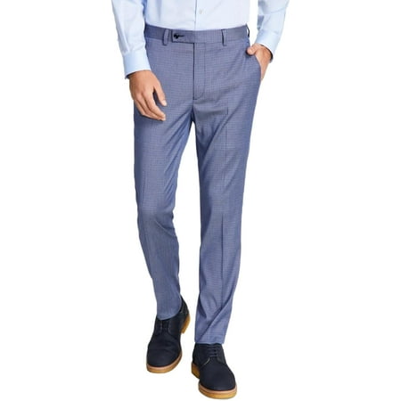 Ben Sherman Men’s Skinny-Fit Stretch Suit Pant, Blue Neat, 34×32