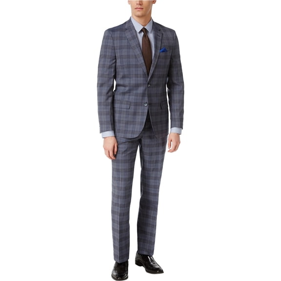 Ben Sherman Mens Plaid Dress Pants Slacks, Blue, 36W x UnfinishedL