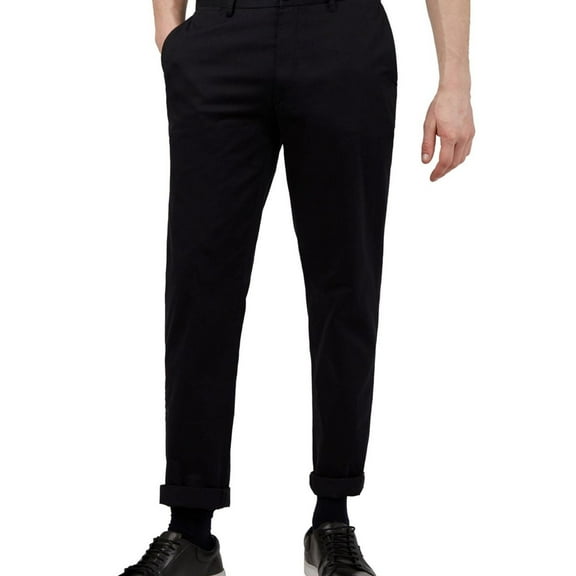 Ben Sherman Mens Slim Tapered Dress Pants Slacks, Black, 33W x 32L