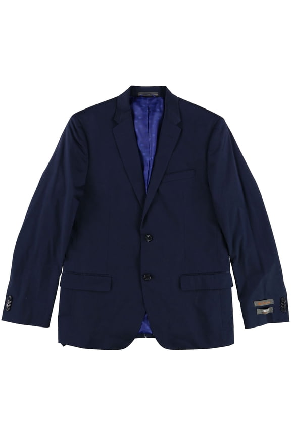 Mens Stretch Comfort Two Button Blazer Jacket, Blue, 38 Short