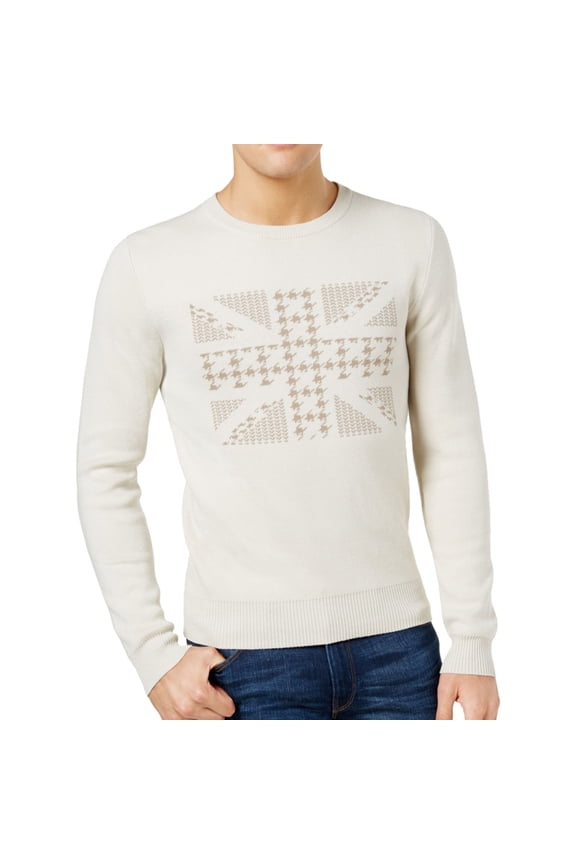 Mens Union Jack Knit Sweater, Off-White, Medium