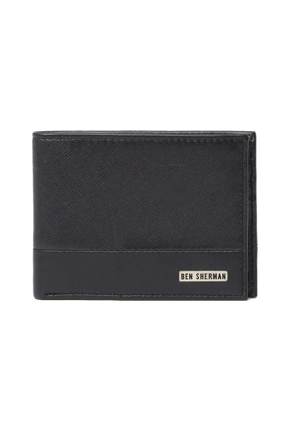 Shadwell Mens RFID Cowhide Leather Bi-Fold Bifold Wallet (Black)