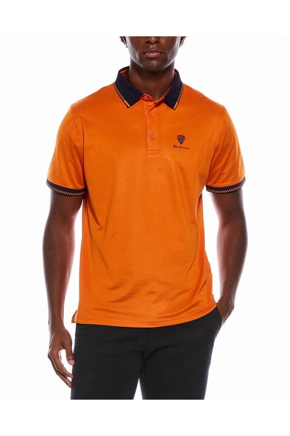 mens Checker Rib Air Pique Sports Fit Polo Shirt, m, Yellow