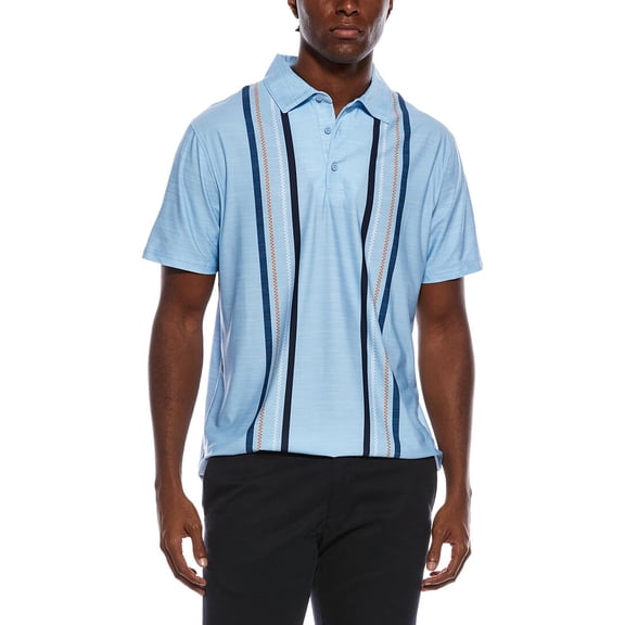Ben Sherman mens  Checkerboard Vertical Stripe Tech Polo Shirt, l, Blue