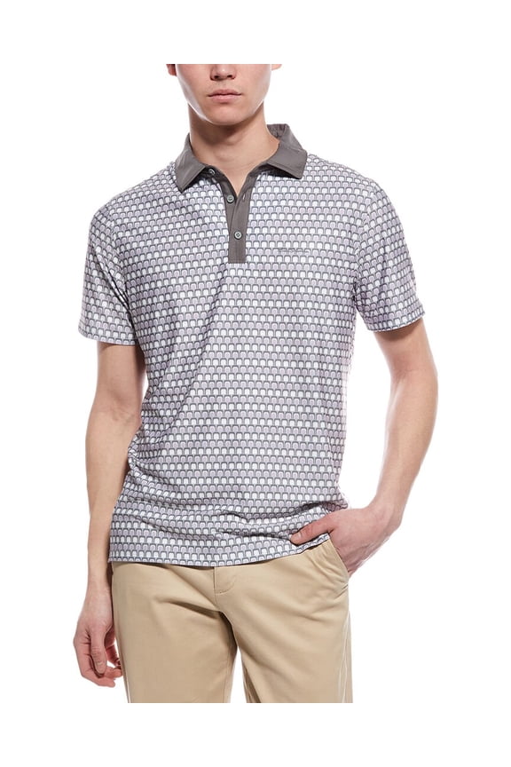 mens  Geo Sports Fit Polo Shirt, XL, Tan