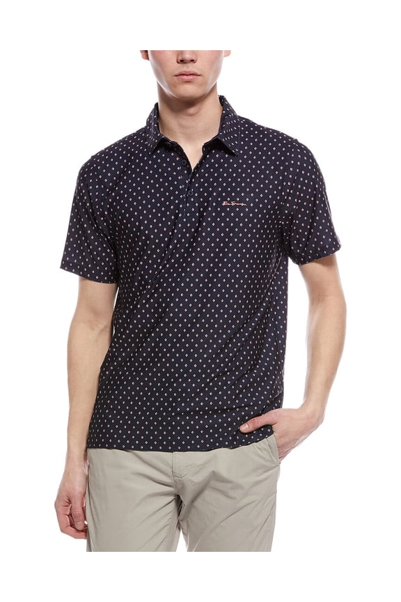 mens Geo Sports Fit Polo Shirt, l, Blue