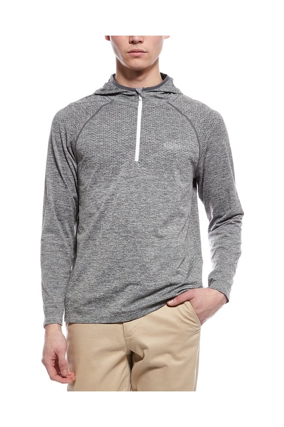 mens  Knit 1/4-Zip Hoodie, XL, Grey